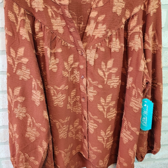 PIONEER WOMEN  Womens Orange Floral Stitch Shirt Tunic NWT XXL - Picture 7 of 15